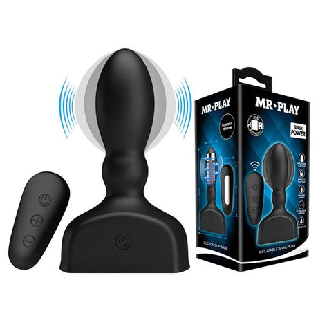 Buy MR PLAY Inflatable Anal Plug - Black USB Rechargeable Inflatable Anal Plug with Wireless Remote – Naughtyhut NZ sex toys online. Discreet delivery & top brands.