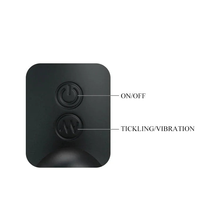 Close-up of the on-off and tickling-vibration buttons on the base