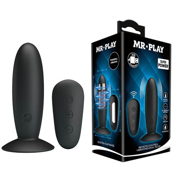 MR PLAY Remote Control Vibrating Anal Plug - Black USB Rechargeable Vibrating Butt Plug with Wireless Remote – Sex toys NZ by Naughtyhut. Discreet delivery nationwide.