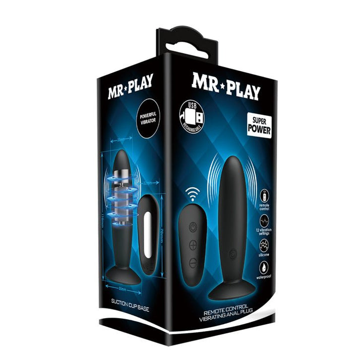 MR PLAY Remote Control Vibrating Anal Plug - Black USB Rechargeable Vibrating Butt Plug with Wireless Remote – Sex toys NZ by Naughtyhut. Discreet delivery nationwide.
