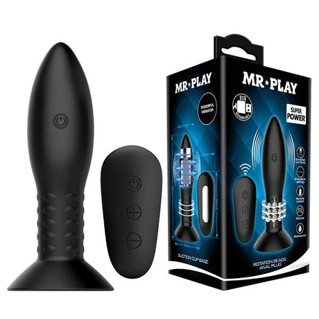 Buy MR PLAY Rotation Beads Anal Plug - Black USB Rechargeable Beaded Butt Plug with Wireless Remote – Naughtyhut NZ sex toys online. Discreet delivery & top brands.