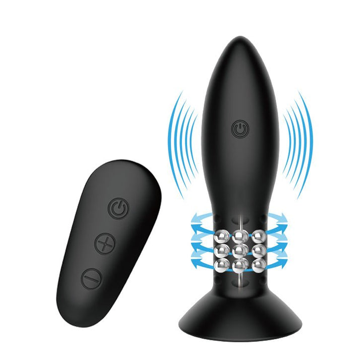MR PLAY Rotation Beads Anal Plug - Black USB Rechargeable Beaded Butt Plug with Wireless Remote – Sex toys NZ by Naughtyhut. Discreet delivery nationwide.