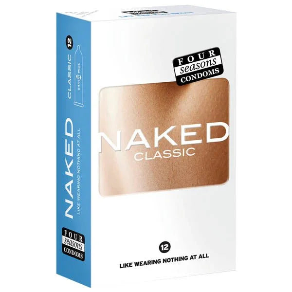 Four Seasons Naked Classic 12 pack, white and blue retail box, front view
