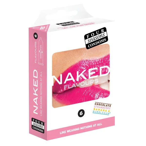 Four Seasons Naked Flavours 6 pack, pink box with glossy-lips artwork