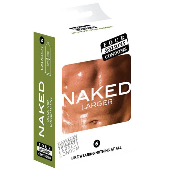 Four Seasons Naked Larger Fitting Condoms - Naked Larger Fitting Lubricated Condoms - 6 Pack – Sex toys NZ by Naughtyhut. Discreet delivery nationwide.