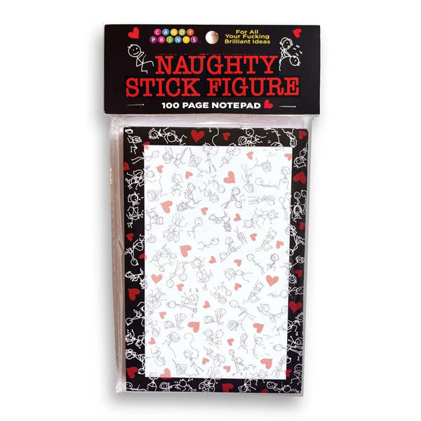 Naughty Stick Figure notepad, 100 pages of stick-figure print in its header pack
