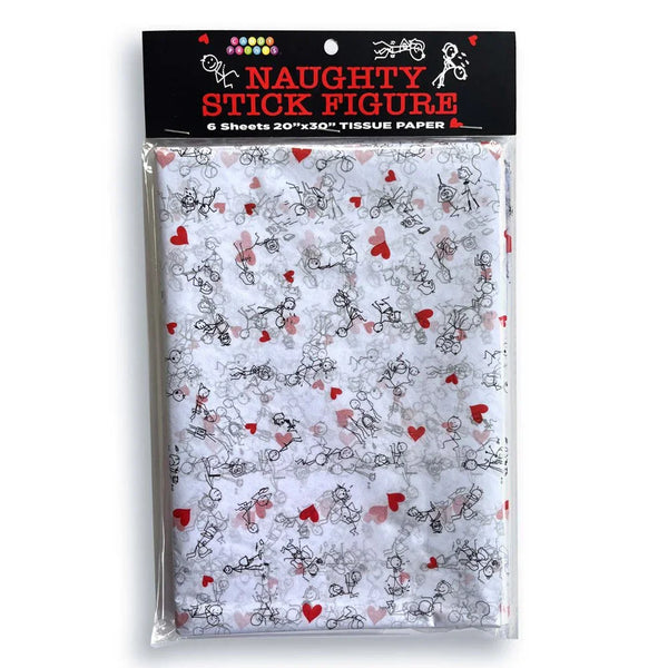Naughty Stick Figure tissue paper, 6 sheets printed with stick figures and hearts