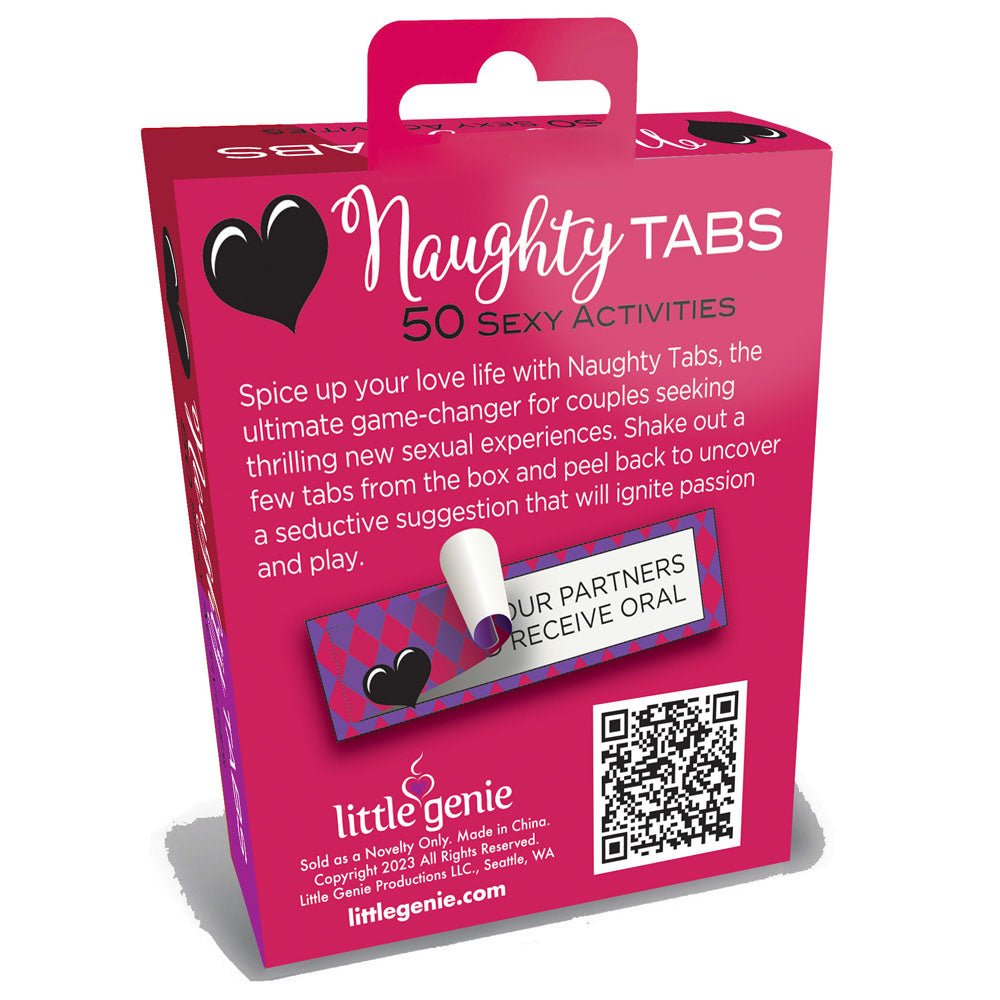 Buy Naughty Tabs - Sexy Suggestions - Set of 50 – Naughtyhut NZ sex toys online. Discreet delivery & top brands.