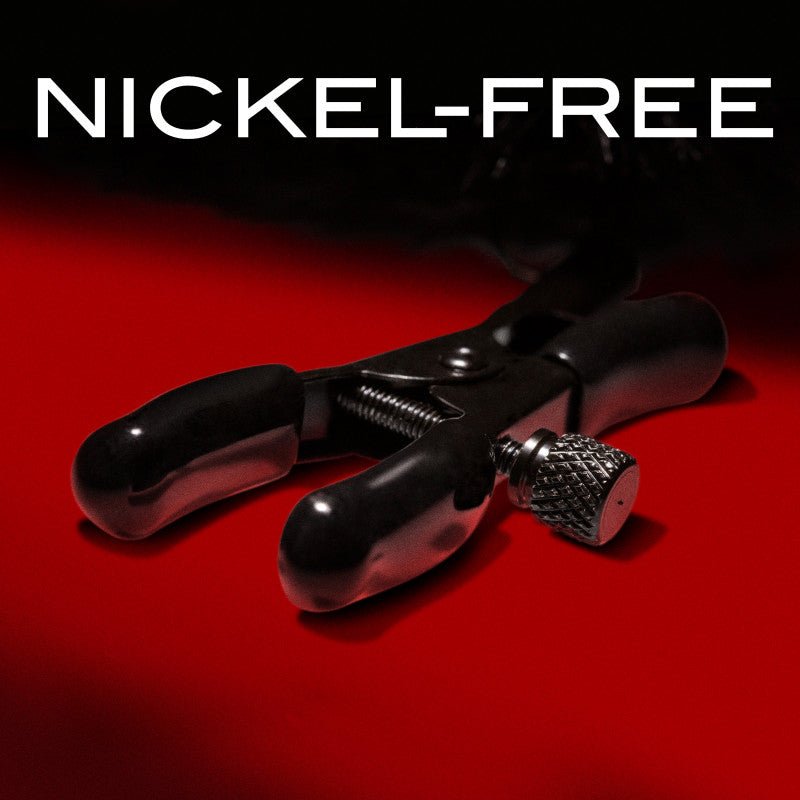 Buy Noir Pom Adjustable Nipple Clamps - Black Furry Nipple Clamps – Naughtyhut NZ sex toys online. Discreet delivery & top brands.