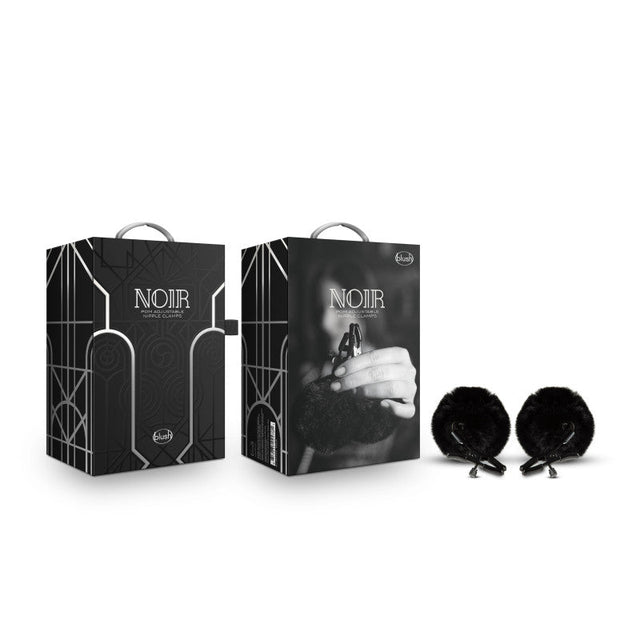 Buy Noir Pom Adjustable Nipple Clamps - Black Furry Nipple Clamps – Naughtyhut NZ sex toys online. Discreet delivery & top brands.