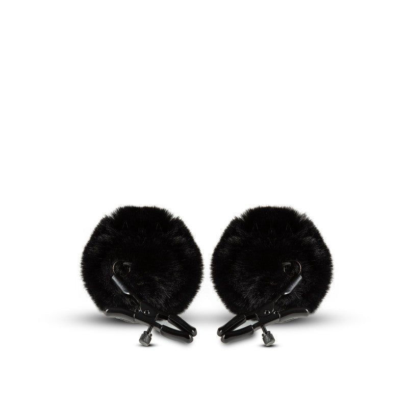 Buy Noir Pom Adjustable Nipple Clamps - Black Furry Nipple Clamps – Naughtyhut NZ sex toys online. Discreet delivery & top brands.