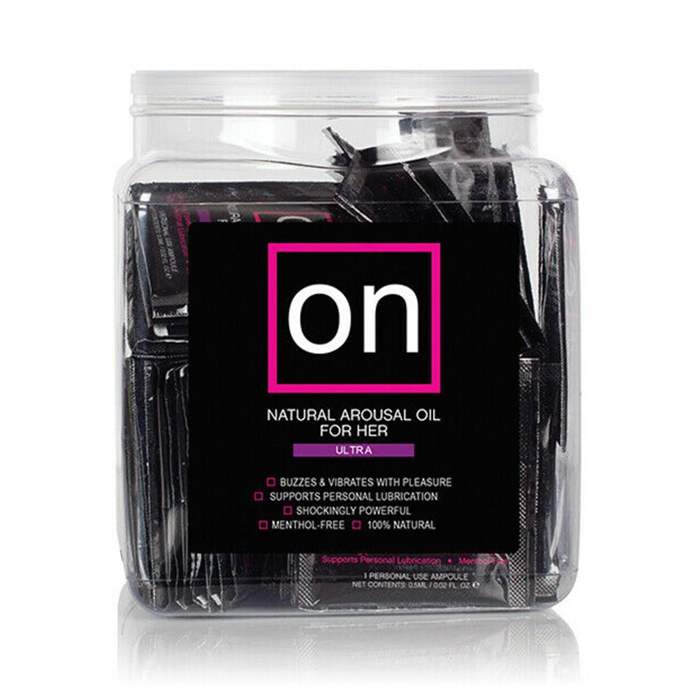 Buy On for Her Arousal Oil ULTRA 75 Piece Single Use Ampoule Tub – Naughtyhut NZ sex toys online. Discreet delivery & top brands.
