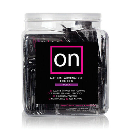 Buy On for Her Arousal Oil ULTRA 75 Piece Single Use Ampoule Tub – Naughtyhut NZ sex toys online. Discreet delivery & top brands.