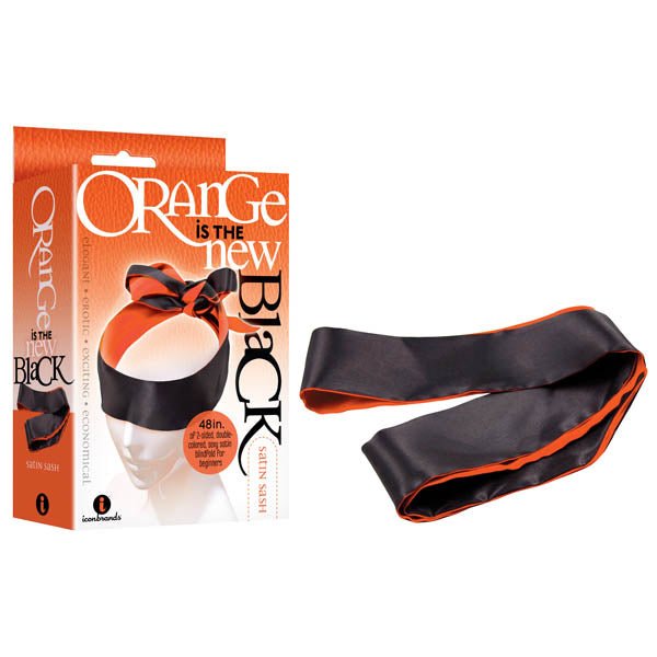 Orange Is The New Black - Satin Sash - Black/Orange Blindfold – Sex toys NZ by Naughtyhut. Discreet delivery nationwide.