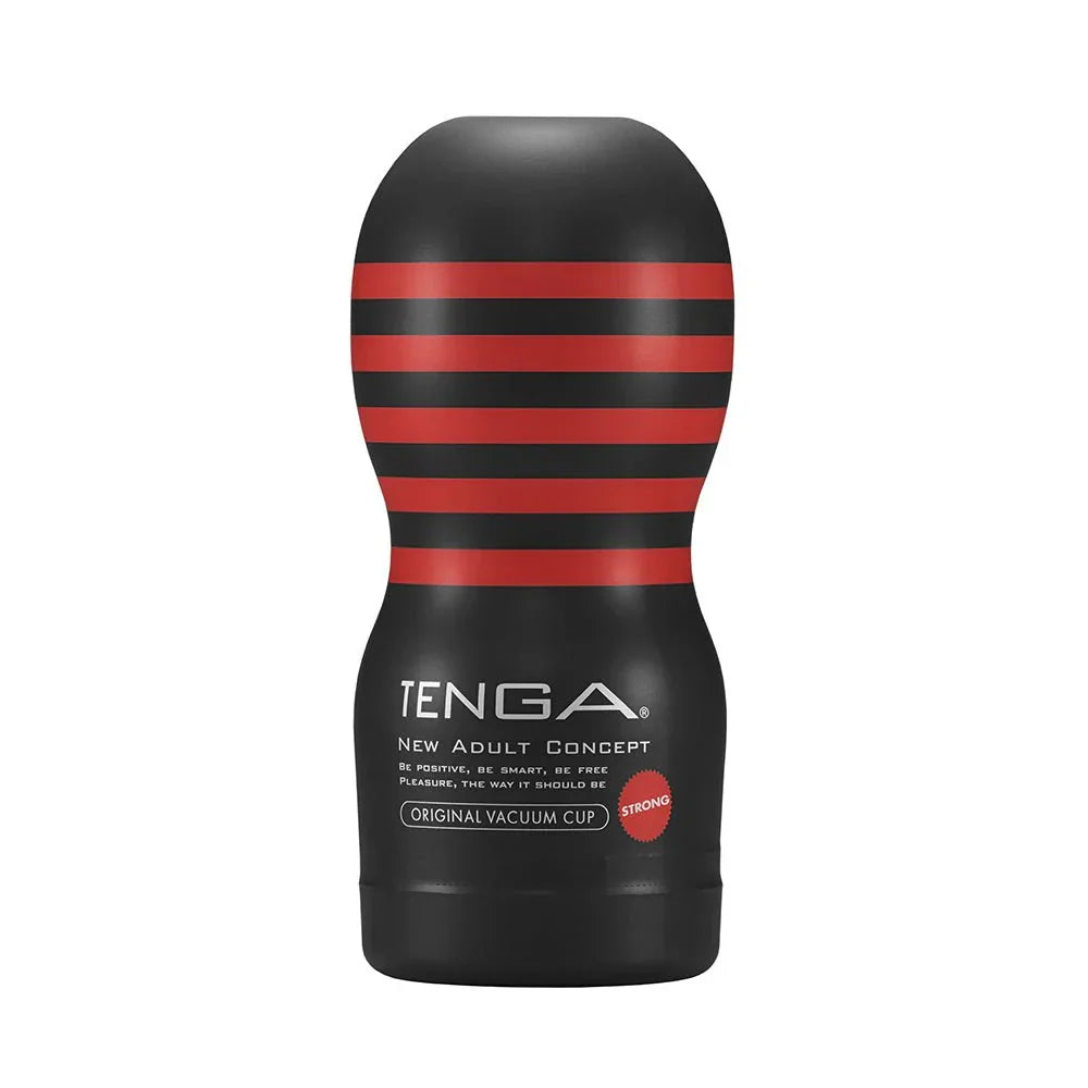 Tenga Original Vacuum Cup Strong, black cup with red stripes