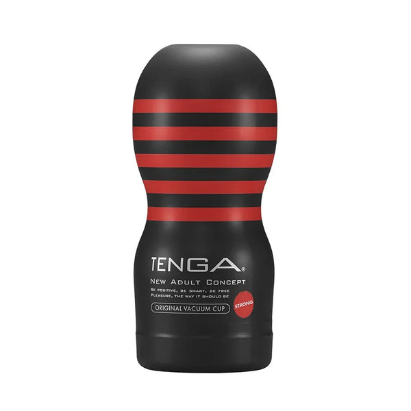 Tenga Original Vacuum Cup Strong, black cup with red stripes