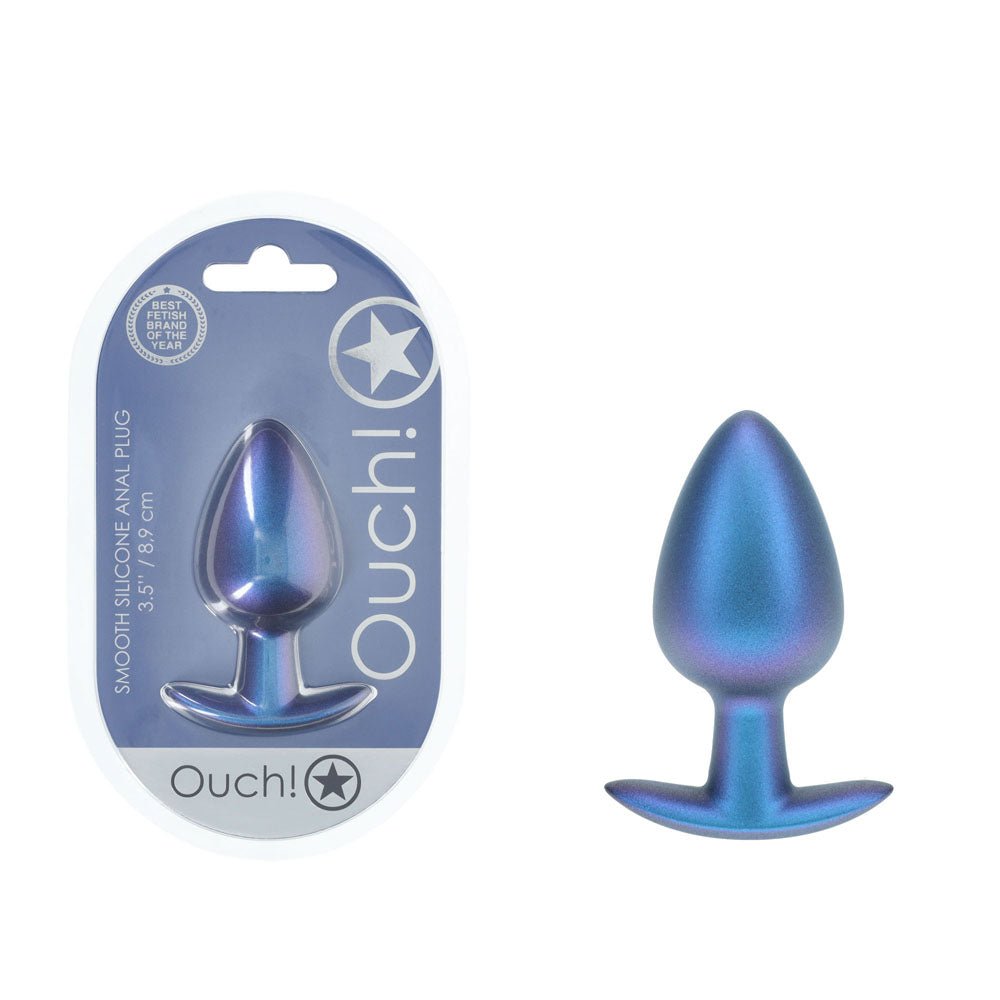 OUCH! Anal Plug - Large - Metallic Blue - Metallic Blue 8.9 cm Large Butt Plug – Sex toys NZ by Naughtyhut. Discreet delivery nationwide.