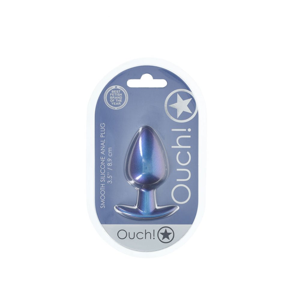 OUCH! Anal Plug - Large - Metallic Blue - Metallic Blue 8.9 cm Large Butt Plug – Sex toys NZ by Naughtyhut. Discreet delivery nationwide.