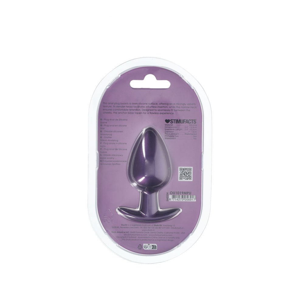 OUCH! Anal Plug - Large - Metallic Purple - Metallic Purple 8.9 cm Large Butt Plug – Sex toys NZ by Naughtyhut. Discreet delivery nationwide.