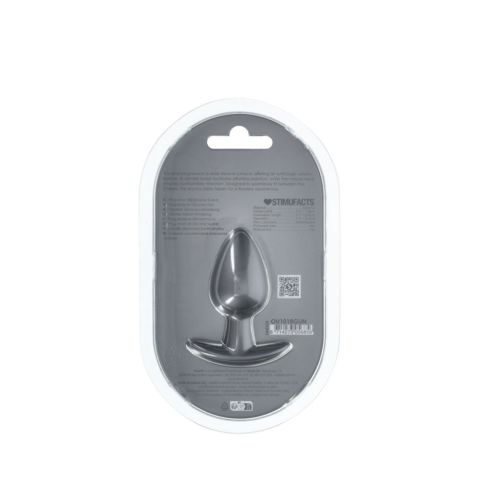 OUCH! Anal Plug - Medium - Gun Metal - Gun Metal Grey 7.9 cm Medium Butt Plug – Sex toys NZ by Naughtyhut. Discreet delivery nationwide.