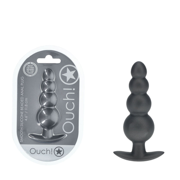 OUCH! Beaded Anal Plug - Gun Metal - Gun Metal Grey 11.7 cm Butt Plug – Sex toys NZ by Naughtyhut. Discreet delivery nationwide.