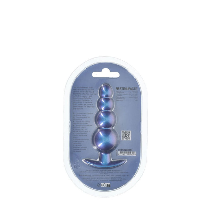 OUCH! Beaded Anal Plug - Metallic Blue - Metallic Blue 11.7 cm Butt Plug – Sex toys NZ by Naughtyhut. Discreet delivery nationwide.