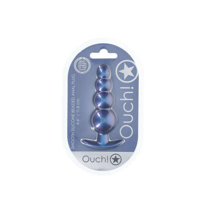 OUCH! Beaded Anal Plug - Metallic Blue - Metallic Blue 11.7 cm Butt Plug – Sex toys NZ by Naughtyhut. Discreet delivery nationwide.