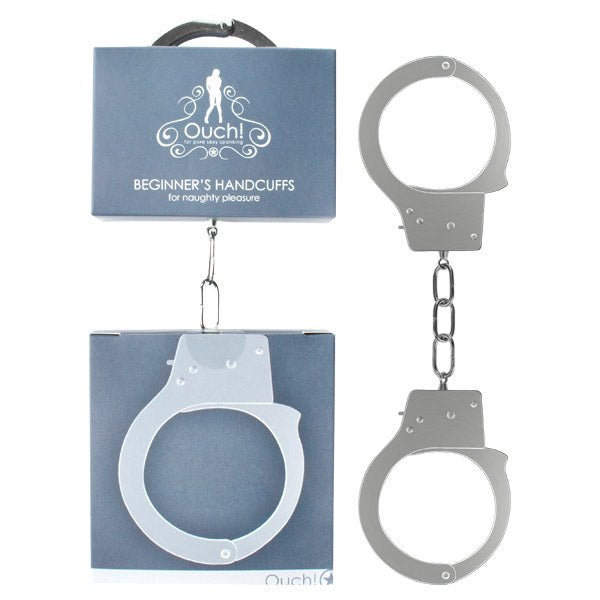 Ouch Beginner's Handcuffs - Metal Restraints – Sex toys NZ by Naughtyhut. Discreet delivery nationwide.