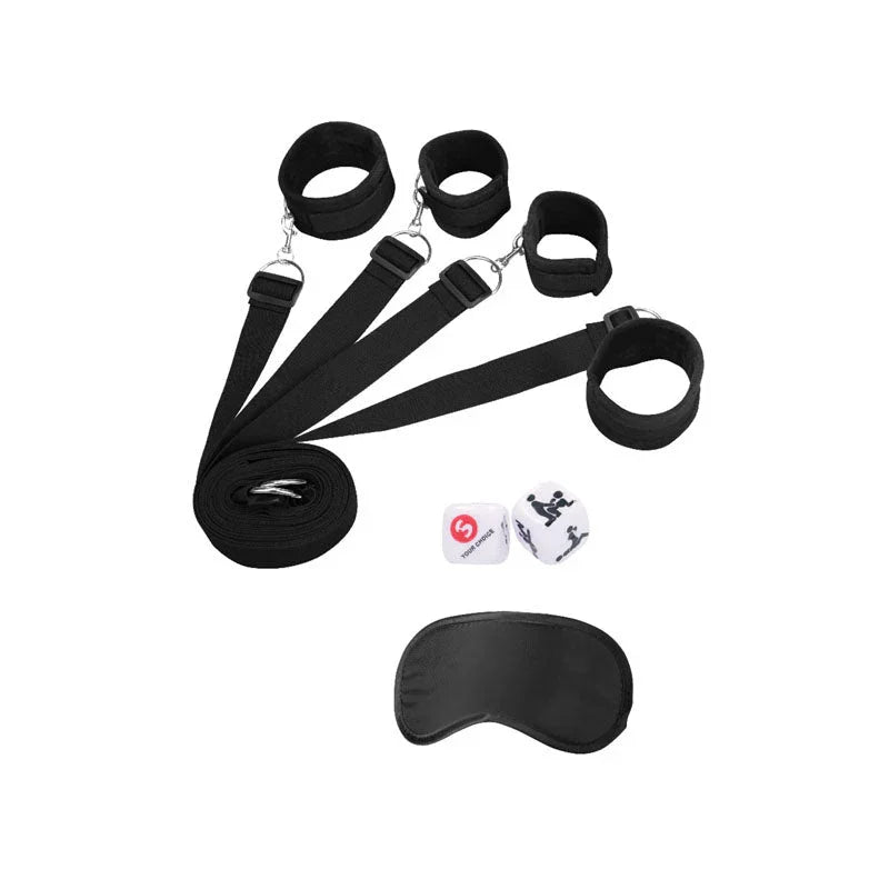 OUCH! Black & White Bed Bindings Restraint System - Black Restraints – Sex toys NZ by Naughtyhut. Discreet delivery nationwide.