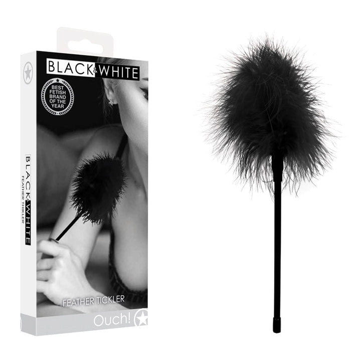 OUCH! Black & White Feather Tickler - Black Feather Crop – Sex toys NZ by Naughtyhut. Discreet delivery nationwide.