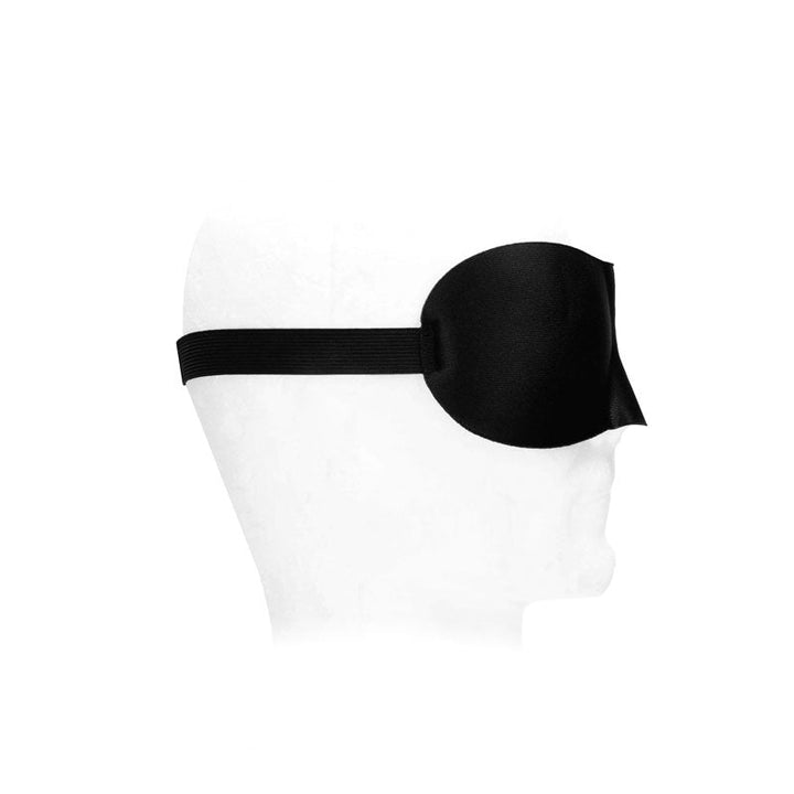 OUCH! Black & White Satin Curvy Eye Mask - Black Eye Restraint – Sex toys NZ by Naughtyhut. Discreet delivery nationwide.