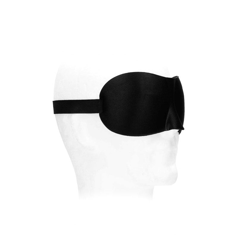 OUCH! Black & White Satin Curvy Eye Mask - Black Eye Restraint – Sex toys NZ by Naughtyhut. Discreet delivery nationwide.