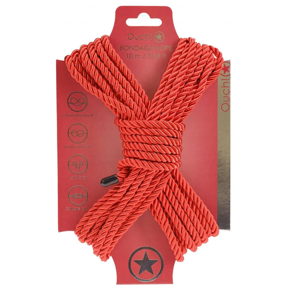 OUCH! Bondage Rope - 10 M - Red - Red Nylon Bondage Rope - 10 metre Length – Sex toys NZ by Naughtyhut. Discreet delivery nationwide.