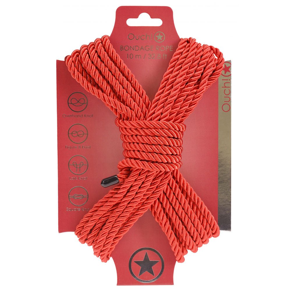 Buy OUCH! Bondage Rope - 10 M - Red - Red Nylon Bondage Rope - 10 metre Length – Naughtyhut NZ sex toys online. Discreet delivery & top brands.