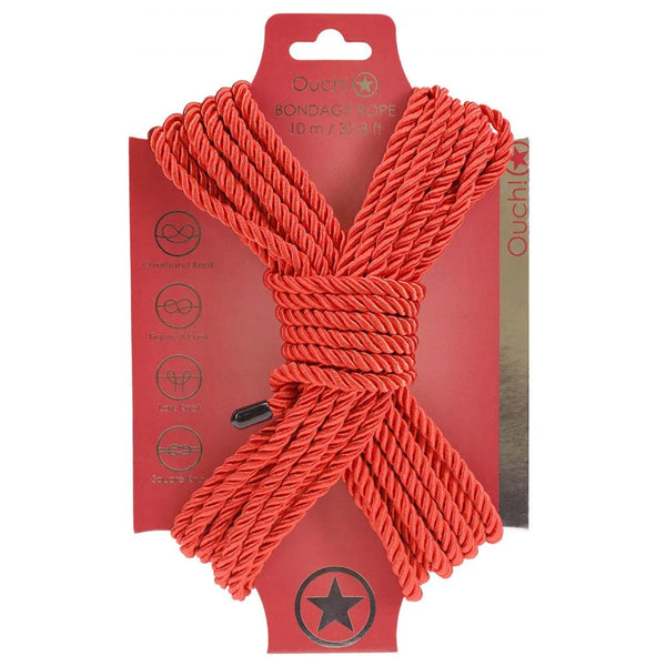 OUCH! Bondage Rope - 10 M - Red - Red Nylon Bondage Rope - 10 metre Length – Sex toys NZ by Naughtyhut. Discreet delivery nationwide.