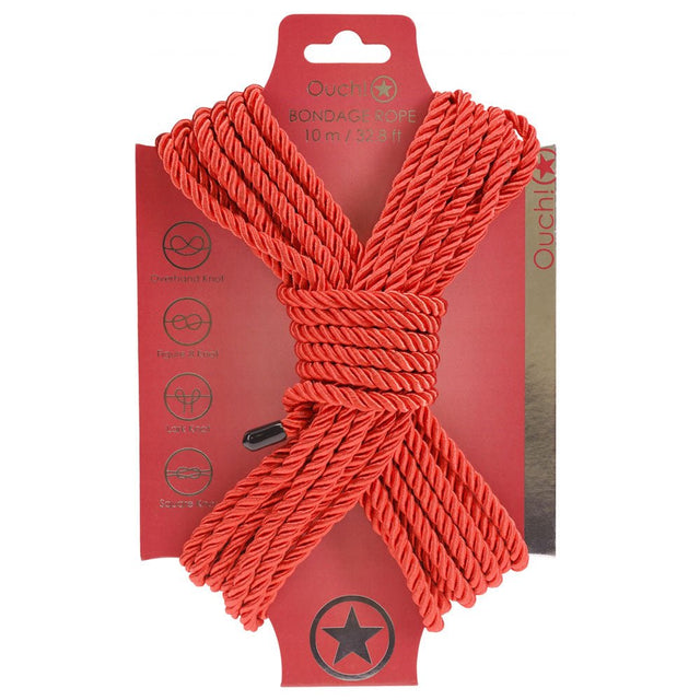 Buy OUCH! Bondage Rope - 10 M - Red - Red Nylon Bondage Rope - 10 metre Length – Naughtyhut NZ sex toys online. Discreet delivery & top brands.