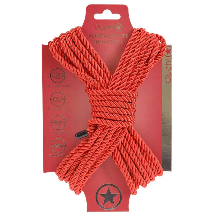 OUCH! Bondage Rope - 10 M - Red - Red Nylon Bondage Rope - 10 metre Length – Sex toys NZ by Naughtyhut. Discreet delivery nationwide.