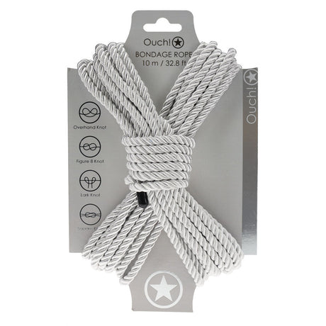 Buy OUCH! Bondage Rope - 10 M - Silver - Silver Nylon Bondage Rope - 10 metre Length – Naughtyhut NZ sex toys online. Discreet delivery & top brands.
