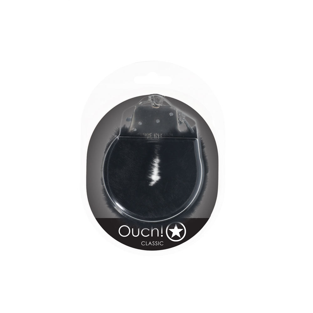 Buy OUCH! Classic Fluffy Cuffs - Black - Black Fluffy Restraints – Naughtyhut NZ sex toys online. Discreet delivery & top brands.