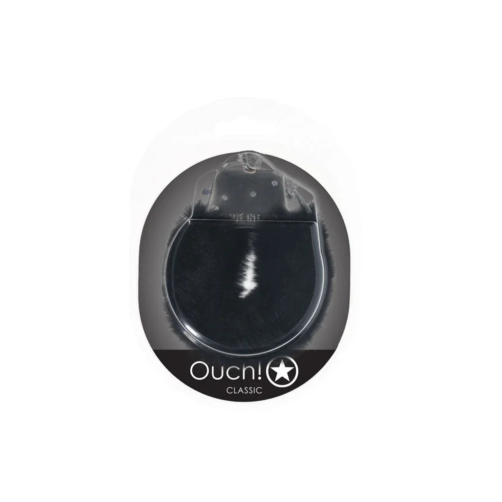 OUCH! Classic Fluffy Cuffs - Black - Black Fluffy Restraints – Sex toys NZ by Naughtyhut. Discreet delivery nationwide.