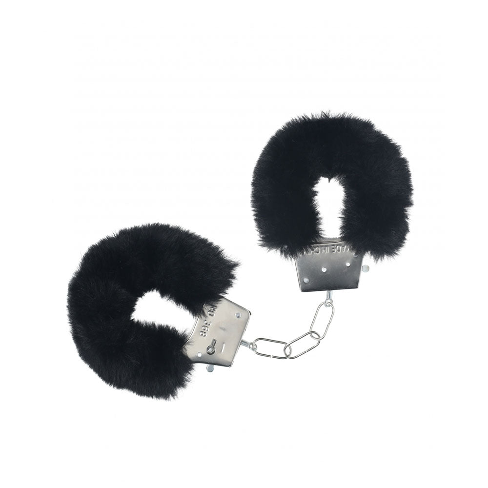 Buy OUCH! Classic Fluffy Cuffs - Black - Black Fluffy Restraints – Naughtyhut NZ sex toys online. Discreet delivery & top brands.