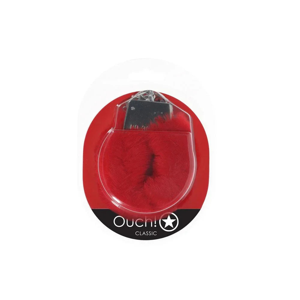 OUCH! Classic Fluffy Cuffs - Red - Red Fluffy Restraints – Sex toys NZ by Naughtyhut. Discreet delivery nationwide.