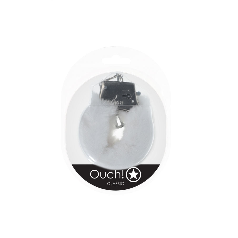 Buy OUCH! Classic Fluffy Cuffs - White - White Fluffy Restraints – Naughtyhut NZ sex toys online. Discreet delivery & top brands.