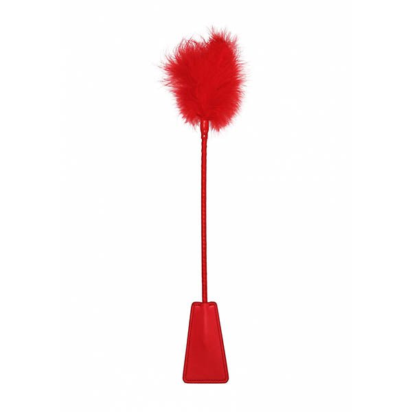Ouch! Crop With Feather - Red Whip – Sex toys NZ by Naughtyhut. Discreet delivery nationwide.