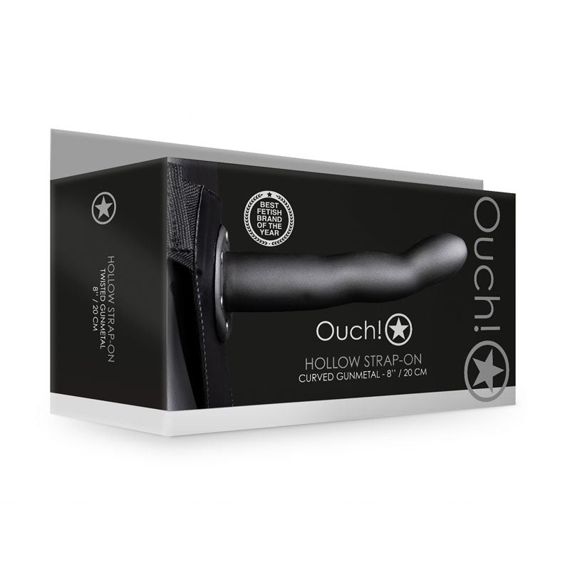 OUCH! Curved Hollow Strap - on - 8in/20cm - Gunmetal Grey 20 cm Hollow Strap - On – Sex toys NZ by Naughtyhut. Discreet delivery nationwide.