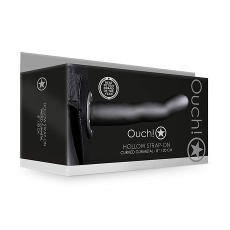 Buy OUCH! Curved Hollow Strap - on - 8in/20cm - Gunmetal Grey 20 cm Hollow Strap - On – Naughtyhut NZ sex toys online. Discreet delivery & top brands.