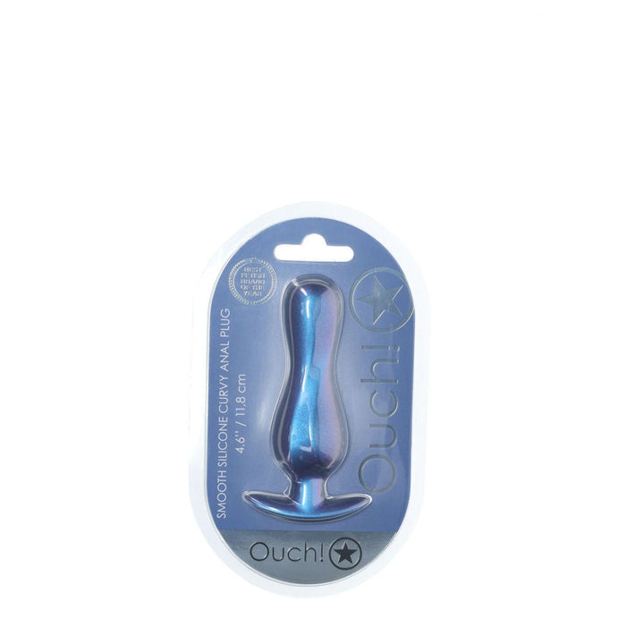 OUCH! Curvy Anal Plug - Metallic Blue - Metallic Blue 11.7 cm Butt Plug – Sex toys NZ by Naughtyhut. Discreet delivery nationwide.