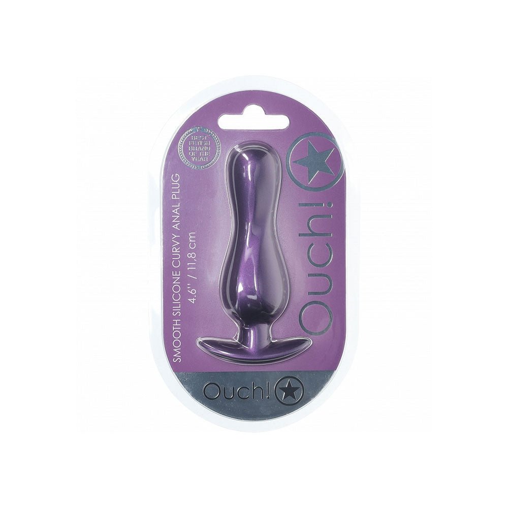 OUCH! Curvy Anal Plug - Metallic Purple - Metallic Purple 11.7 cm Butt Plug – Sex toys NZ by Naughtyhut. Discreet delivery nationwide.