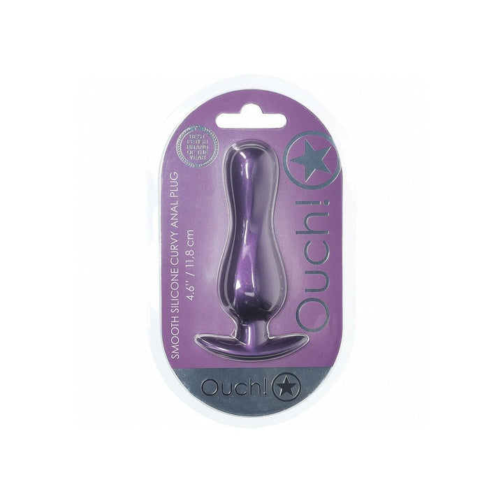 OUCH! Curvy Anal Plug - Metallic Purple - Metallic Purple 11.7 cm Butt Plug – Sex toys NZ by Naughtyhut. Discreet delivery nationwide.