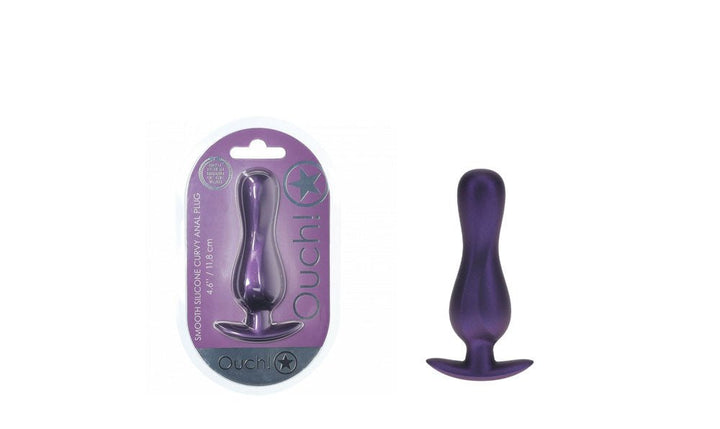 OUCH! Curvy Anal Plug - Metallic Purple - Metallic Purple 11.7 cm Butt Plug – Sex toys NZ by Naughtyhut. Discreet delivery nationwide.
